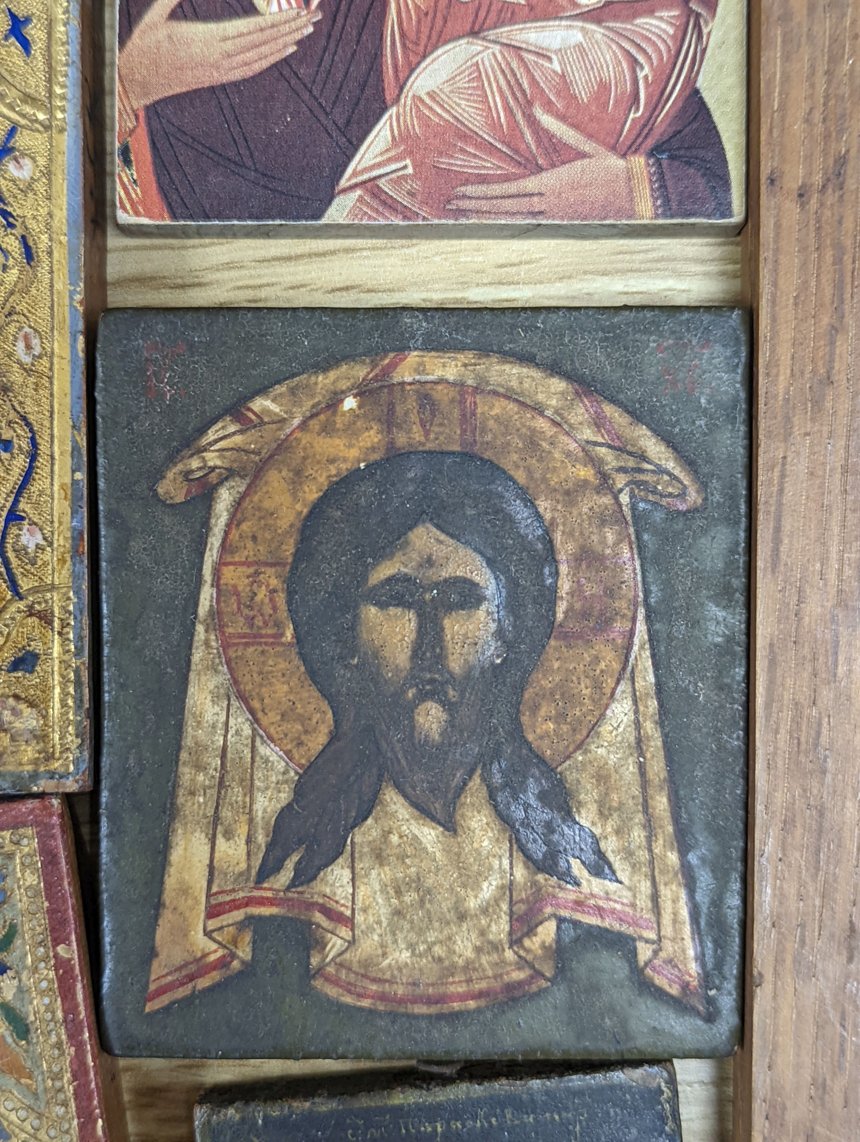 Ten assorted icons, largest 29 x 24cm